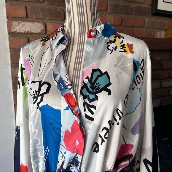 NWT MARELLA Alcuno Graphic Print Mini Shirt Dress Sz 14 US - Picture 6 of 15